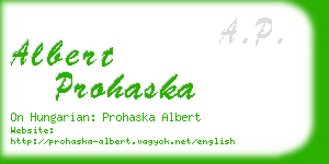 albert prohaska business card